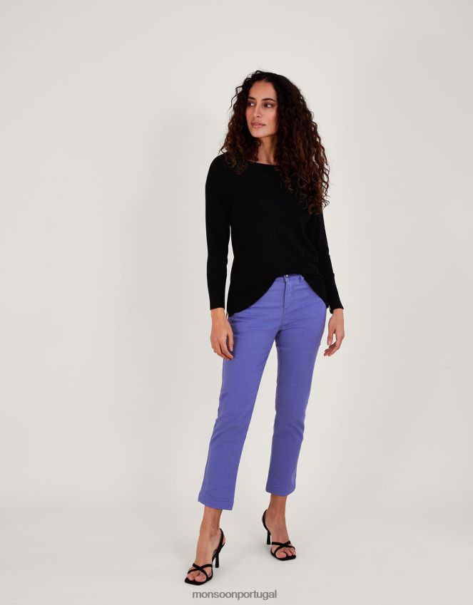 roupas calça jeans skinny cropped safaia em algodão sustentável Monsoon mulheres azul (cobalto) RPLH8F857