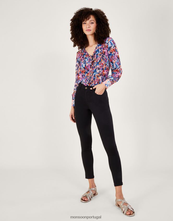 roupas calça justa Monsoon mulheres preto RPLH8F508