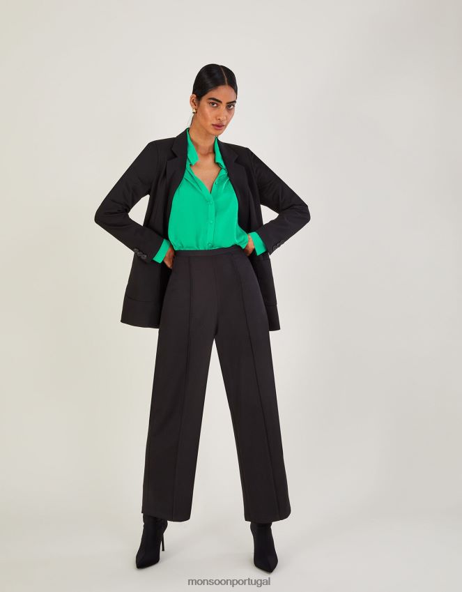 roupas calça larga lauren Monsoon mulheres preto RPLH8F263