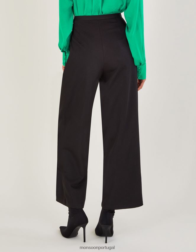 roupas calça larga lauren Monsoon mulheres preto RPLH8F263