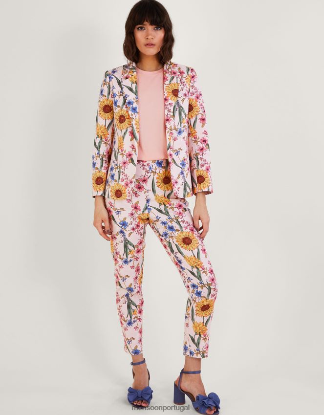 roupas calça leilah com estampa floral e algodão sustentável Monsoon mulheres rosa (blush) RPLH8F935