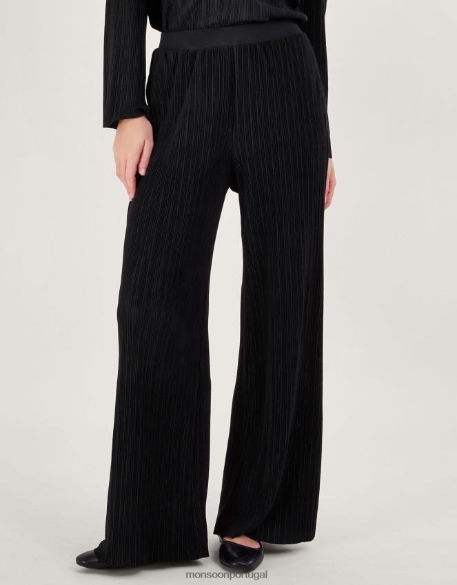roupas calça peta plissada Monsoon mulheres preto RPLH8F100