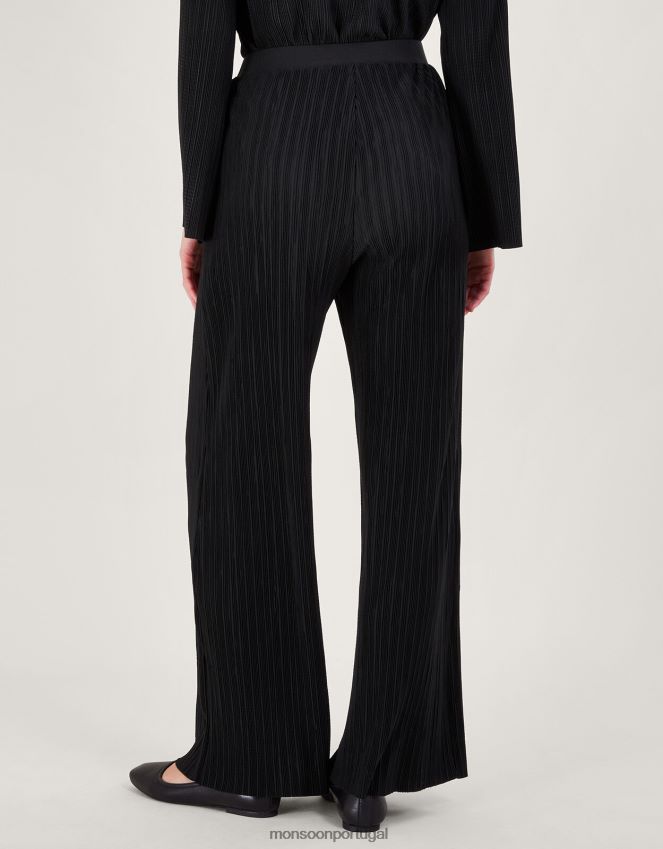 roupas calça peta plissada Monsoon mulheres preto RPLH8F100