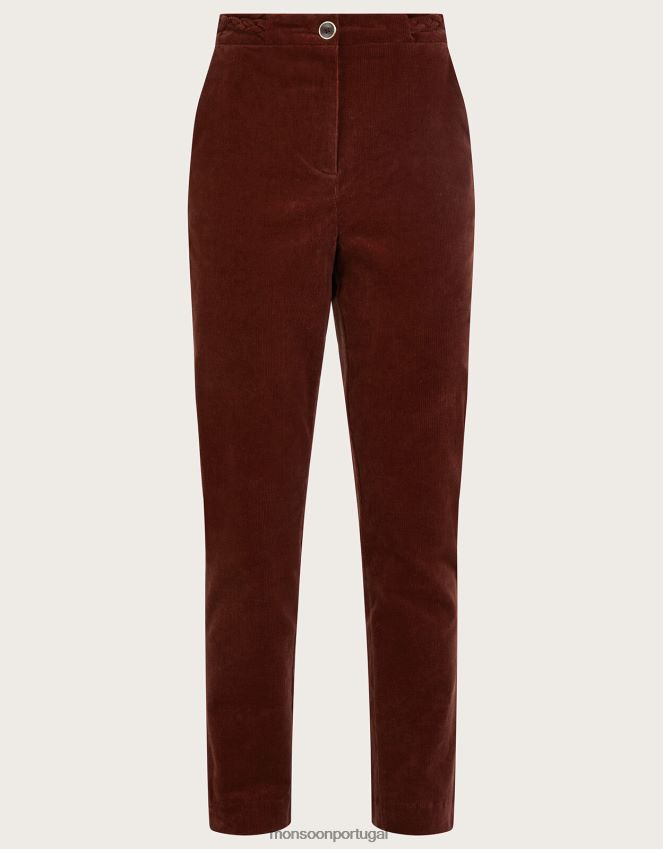 roupas calça reta com cordão Monsoon mulheres cobre RPLH8F89