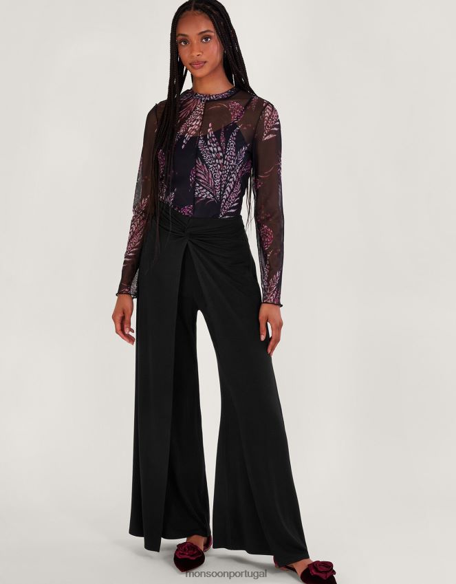 roupas calças envolventes Monsoon mulheres preto RPLH8F102