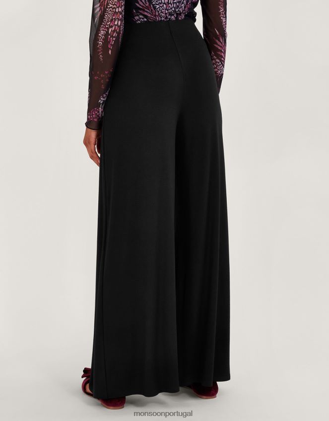 roupas calças envolventes Monsoon mulheres preto RPLH8F102