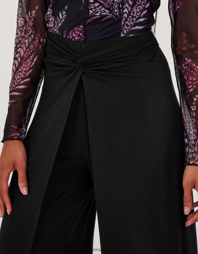 roupas calças envolventes Monsoon mulheres preto RPLH8F102