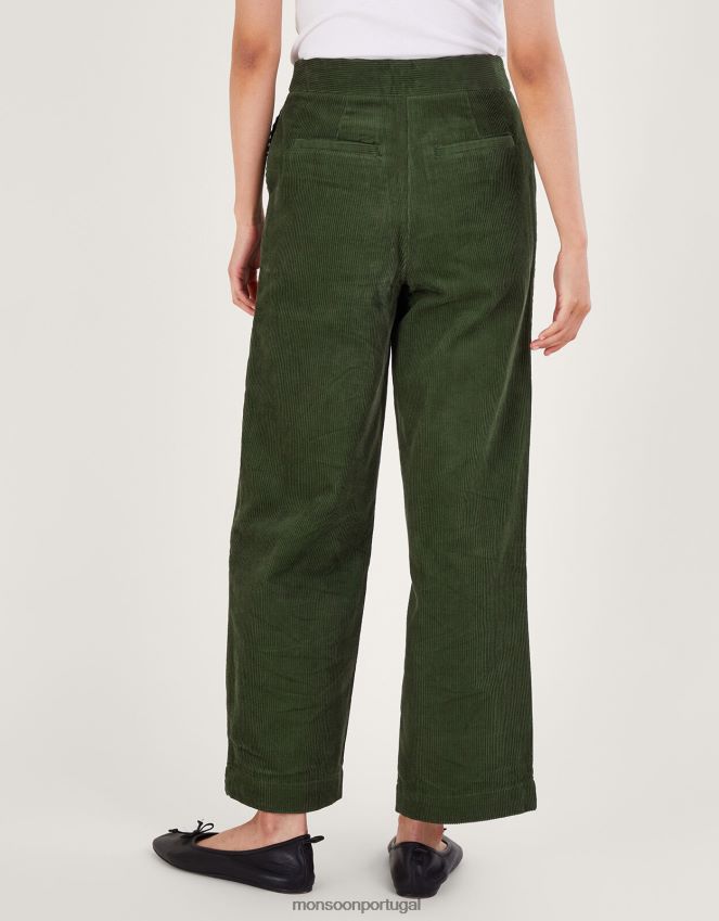 roupas calças largas com cordão Monsoon mulheres verde RPLH8F115