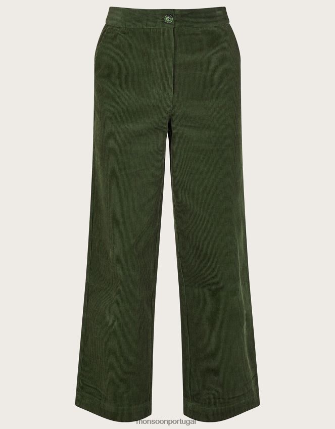 roupas calças largas com cordão Monsoon mulheres verde RPLH8F115