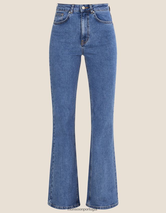 roupas jeans flare com algodão sustentável Monsoon mulheres azul RPLH8F952