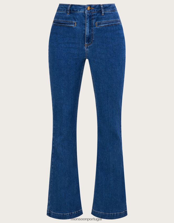 roupas jeans flare com algodão sustentável Monsoon mulheres azul (azul jeans) RPLH8F1029