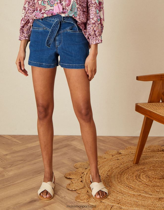 roupas shorts jeans cara Monsoon mulheres azul (azul jeans) RPLH8F1137