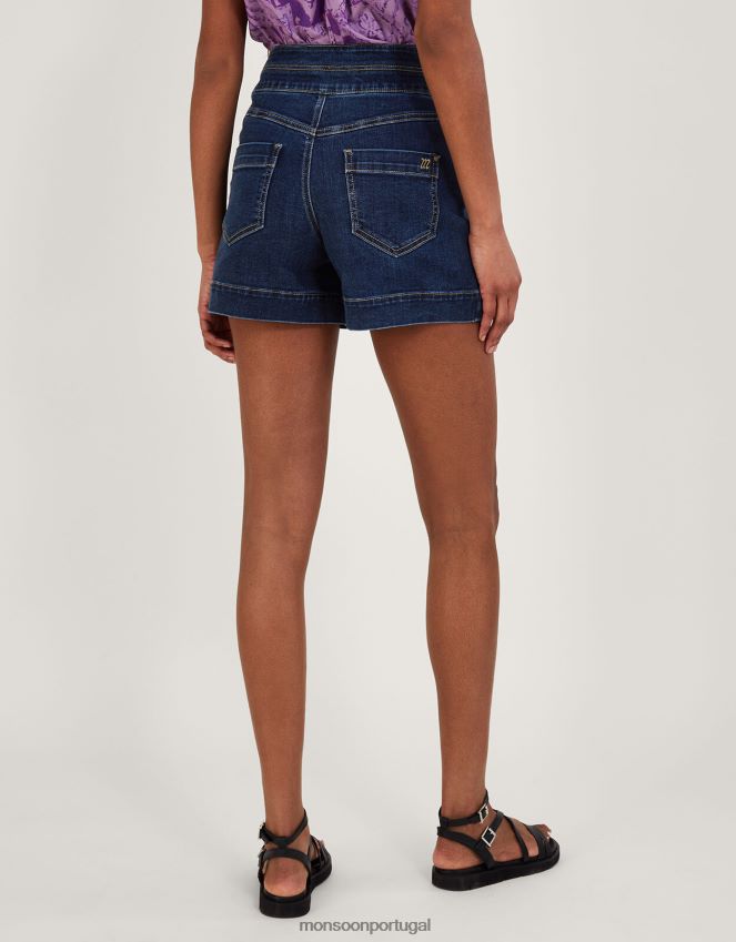 roupas shorts jeans de dois botões com algodão sustentável Monsoon mulheres azul (azul jeans) RPLH8F841