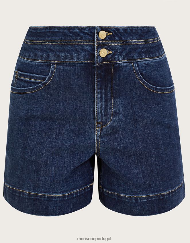 roupas shorts jeans de dois botões com algodão sustentável Monsoon mulheres azul (azul jeans) RPLH8F841