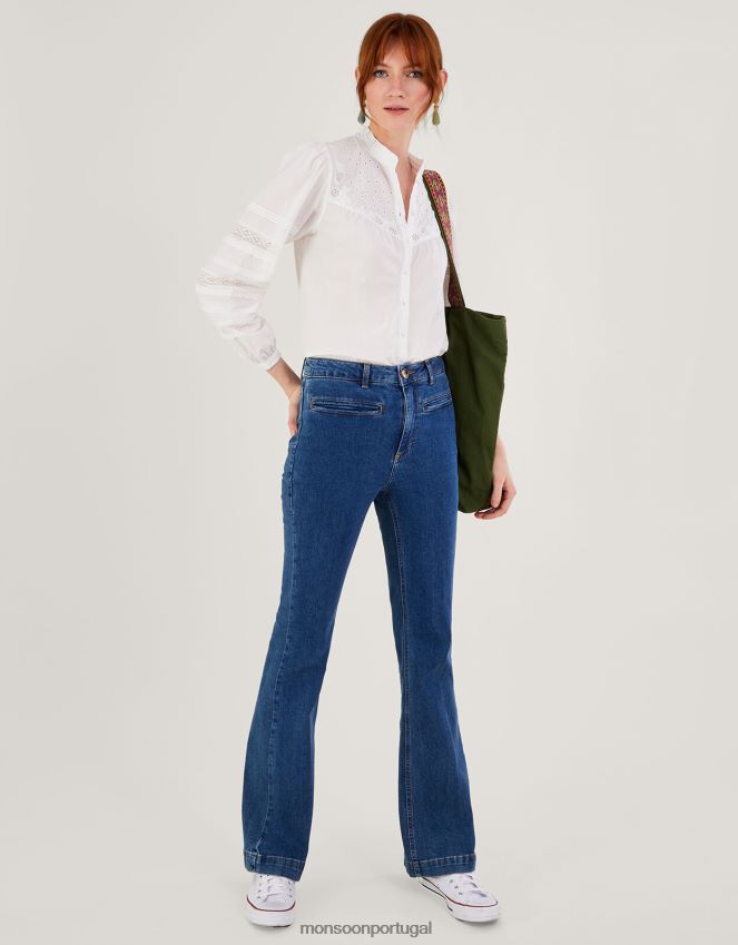 roupas blusa bordada broderie pintuck bronwyn Monsoon mulheres branco RPLH8F122