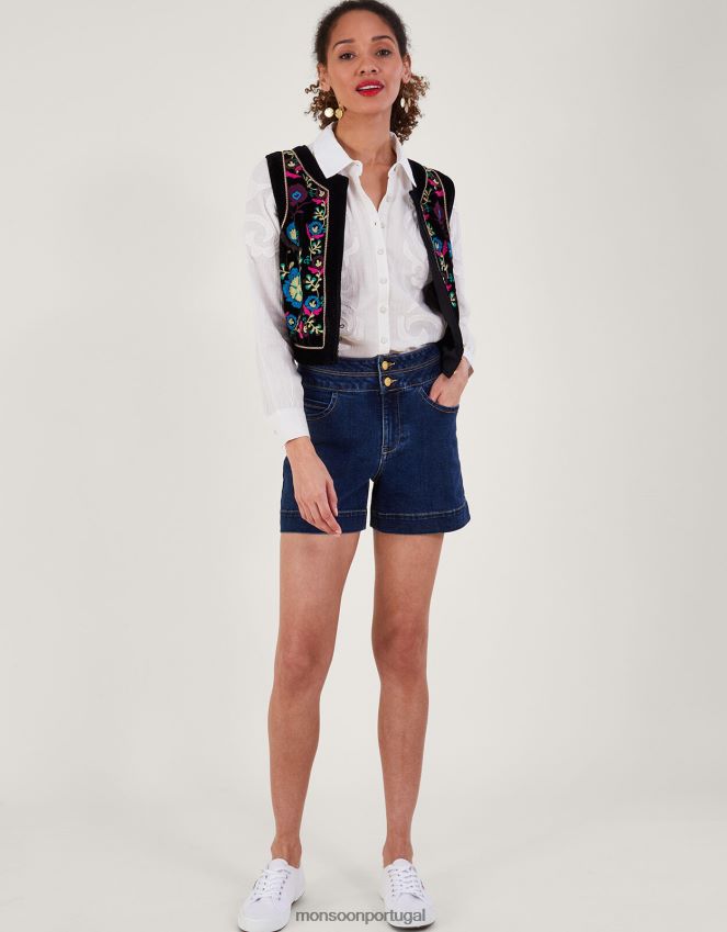 roupas blusa com detalhe de apliques e botões Monsoon mulheres marfim RPLH8F195