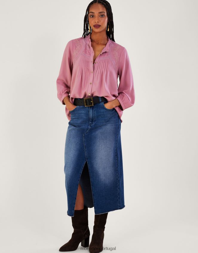 roupas blusa com detalhes em renda Monsoon mulheres roxo (lilás) RPLH8F163