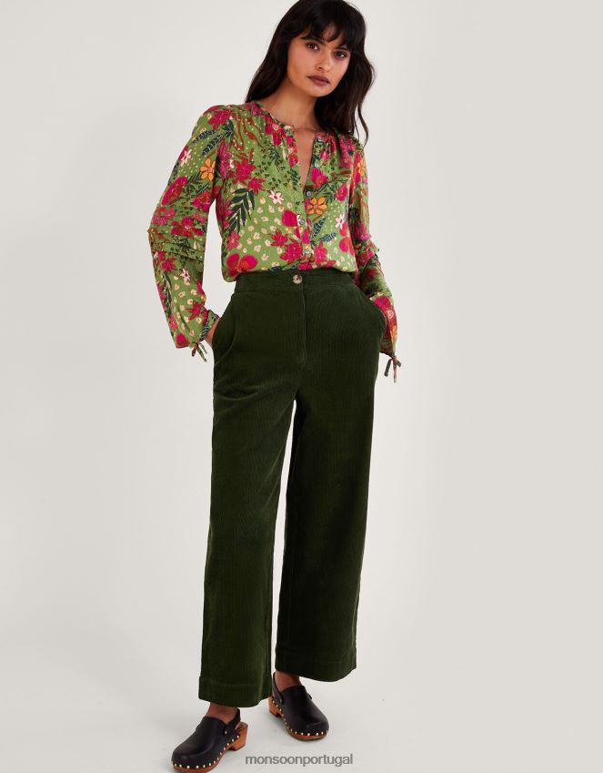 roupas blusa com estampa floral Monsoon mulheres verde RPLH8F82