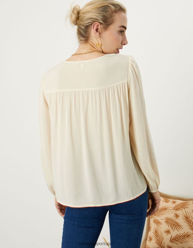 roupas blusa de crochê Monsoon mulheres marfim RPLH8F1136