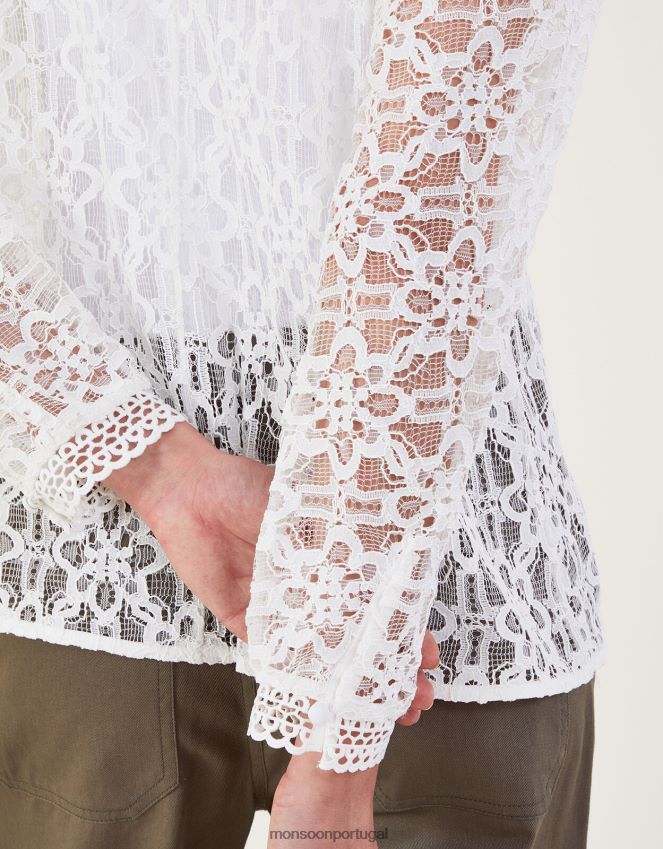 roupas blusa de renda merritt Monsoon mulheres marfim RPLH8F182