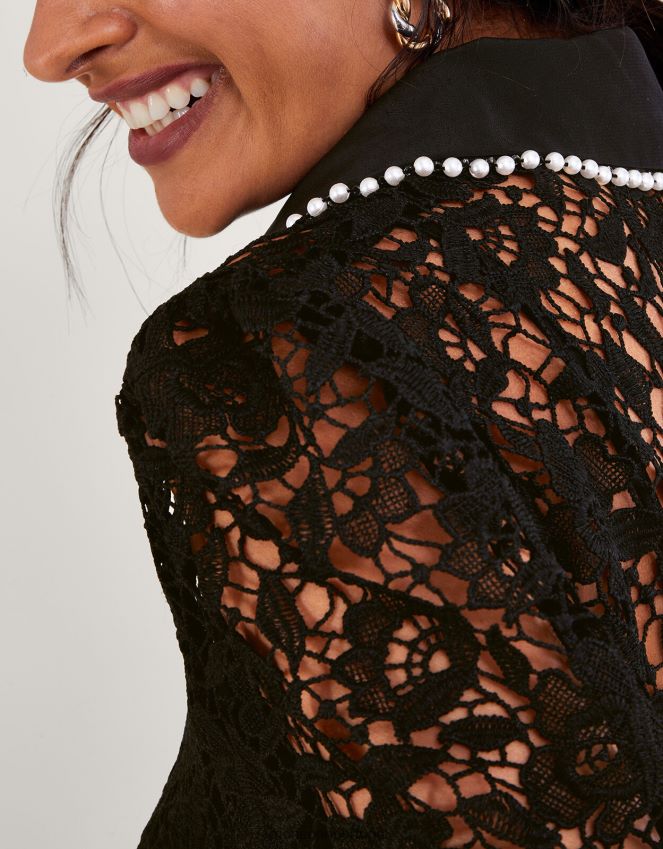 roupas blusa de renda rosa Monsoon mulheres preto RPLH8F31