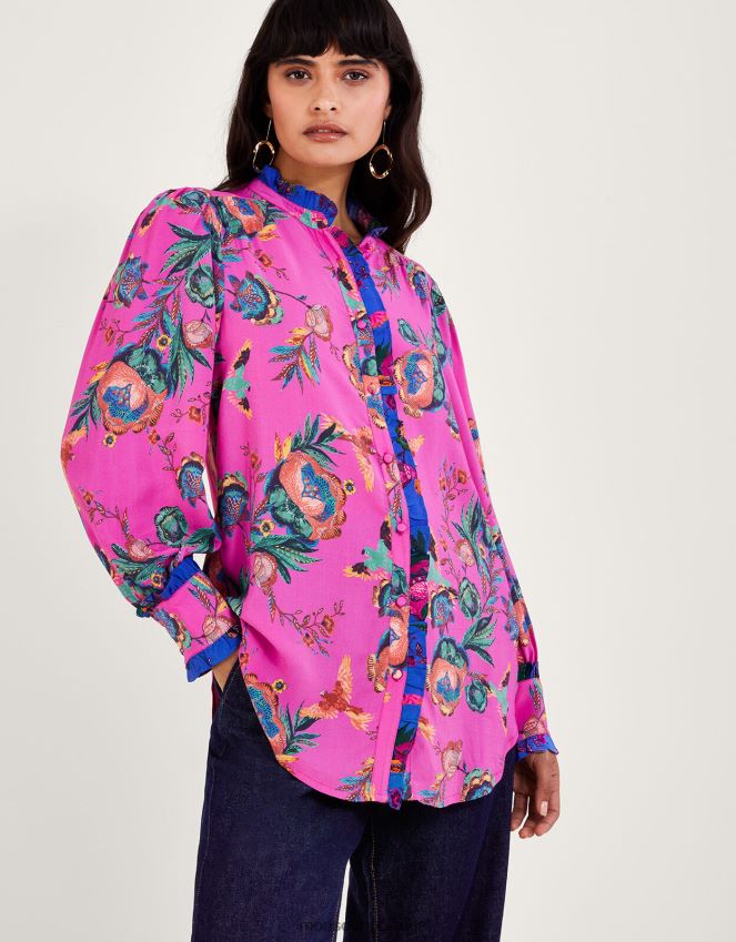roupas blusa estampada jordann Monsoon mulheres rosa RPLH8F134