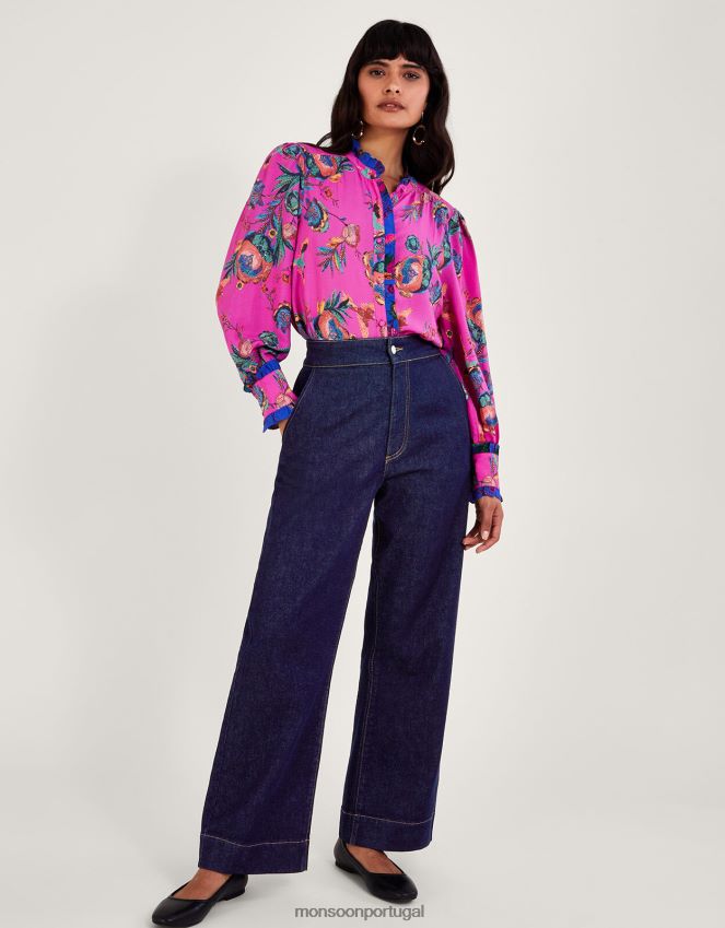 roupas blusa estampada jordann Monsoon mulheres rosa RPLH8F134