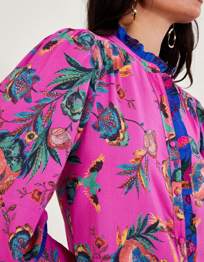 roupas blusa estampada jordann Monsoon mulheres rosa RPLH8F134
