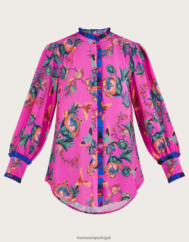 roupas blusa estampada jordann Monsoon mulheres rosa RPLH8F134