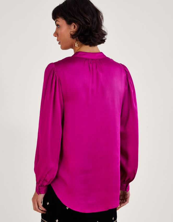 roupas blusa lana com babados Monsoon mulheres rosa RPLH8F66