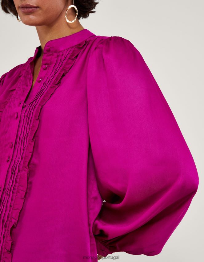 roupas blusa lana com babados Monsoon mulheres rosa RPLH8F66