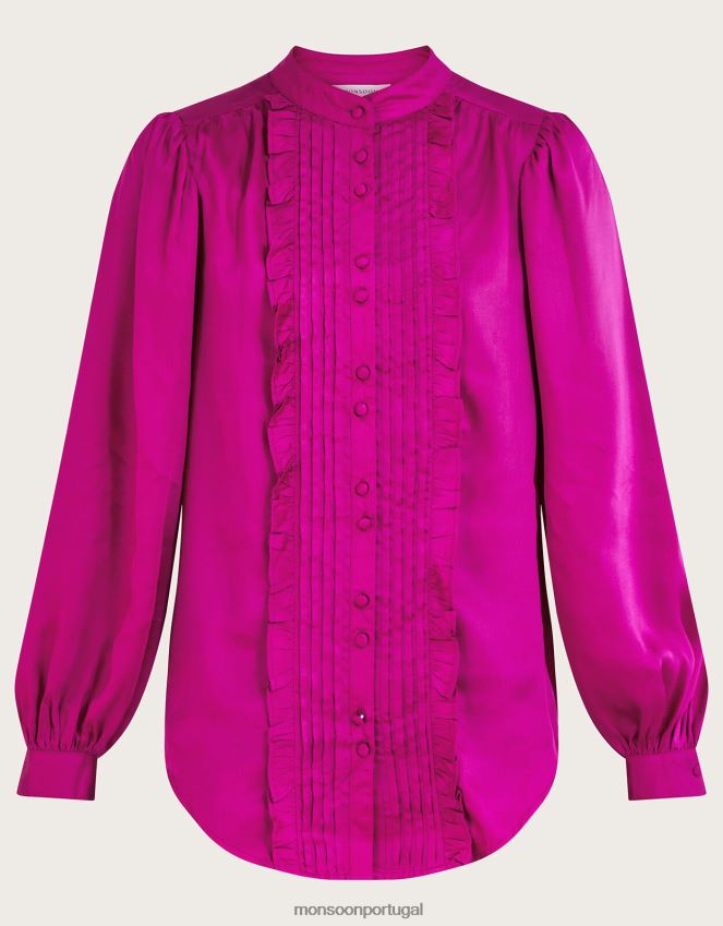 roupas blusa lana com babados Monsoon mulheres rosa RPLH8F66