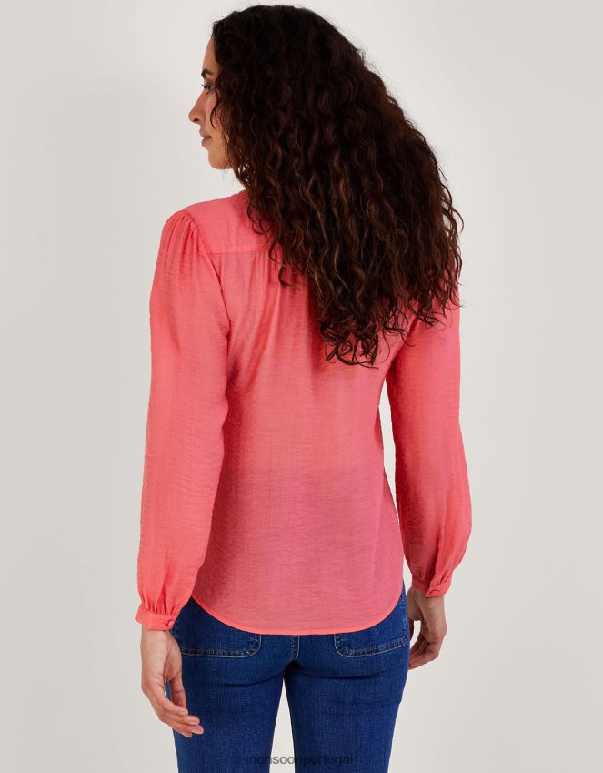 roupas blusa lisa com babador texturizado liz Monsoon mulheres laranja (coral) RPLH8F593