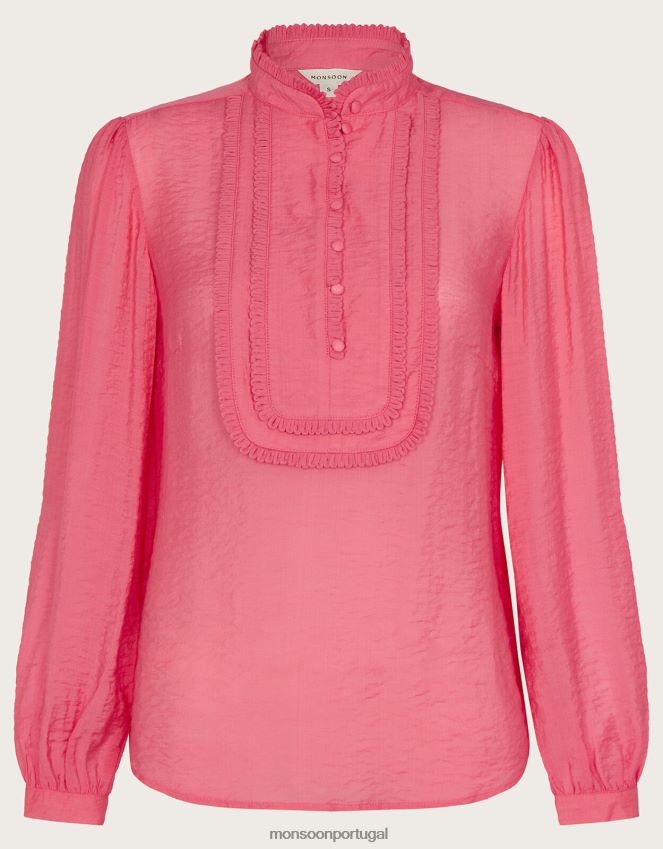 roupas blusa lisa com babador texturizado liz Monsoon mulheres laranja (coral) RPLH8F593