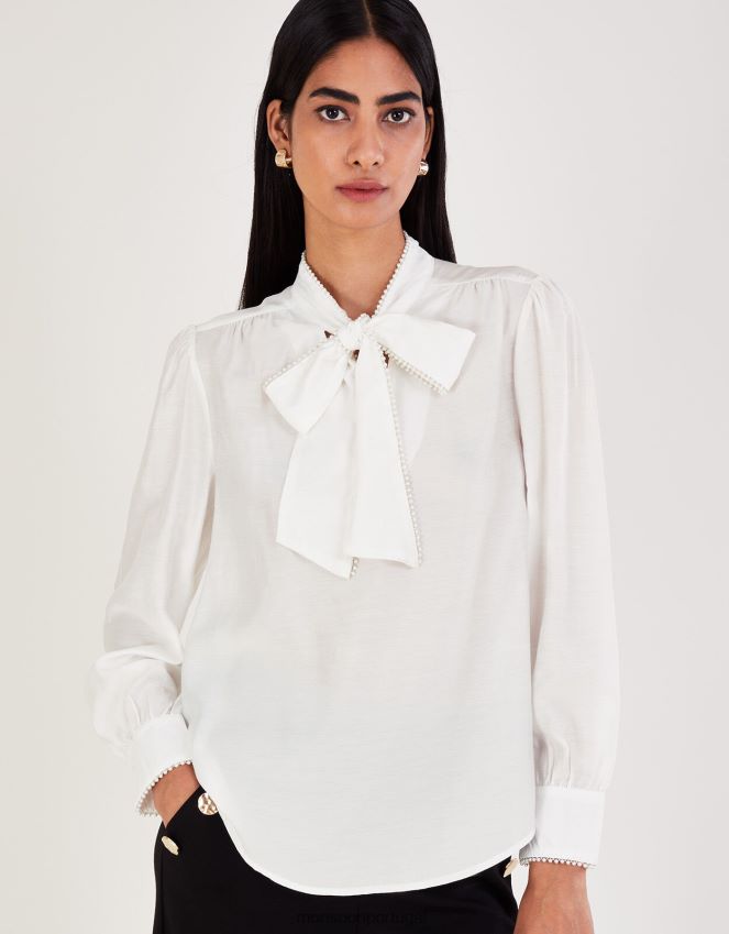 roupas blusa polly gatinho Monsoon mulheres marfim RPLH8F106