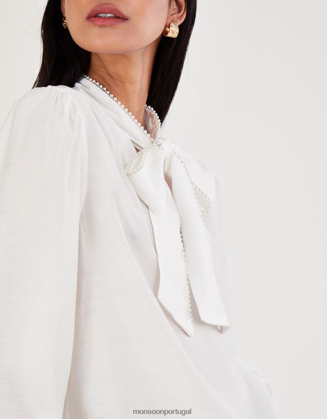 roupas blusa polly gatinho Monsoon mulheres marfim RPLH8F106