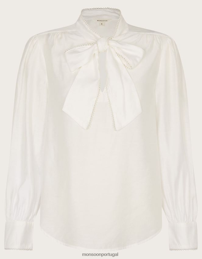 roupas blusa polly gatinho Monsoon mulheres marfim RPLH8F106