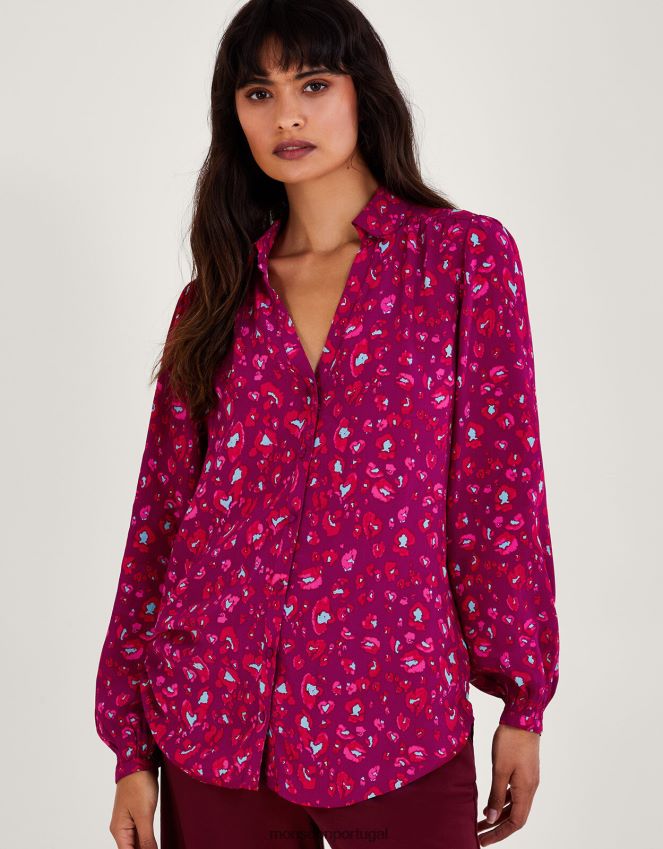 roupas blusa sara com estampa animal Monsoon mulheres rosa RPLH8F42