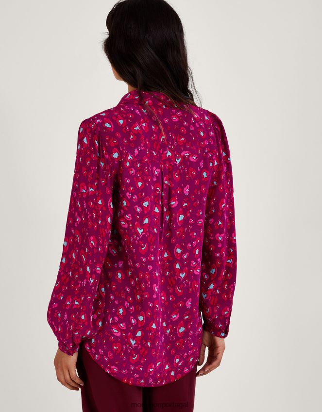 roupas blusa sara com estampa animal Monsoon mulheres rosa RPLH8F42