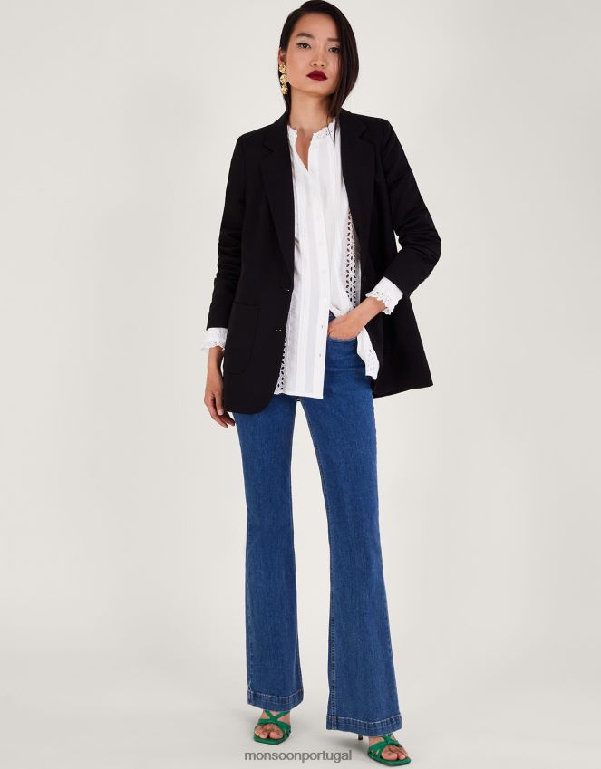 roupas camisa bordada Monsoon mulheres branco RPLH8F132