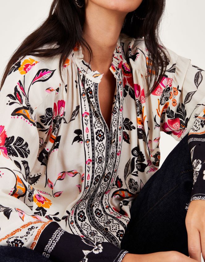 roupas camisa floral Monsoon mulheres marfim RPLH8F27