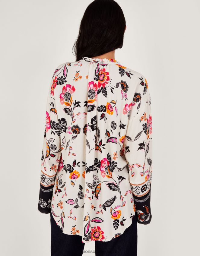 roupas camisa floral Monsoon mulheres marfim RPLH8F27