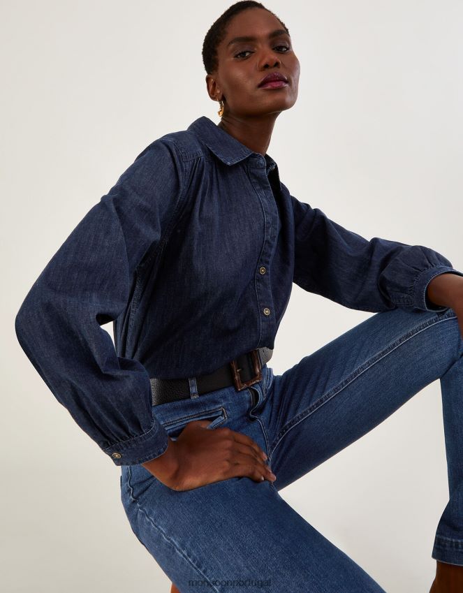 roupas camisa jeans em algodão sustentável Monsoon mulheres azul (índigo) RPLH8F1040