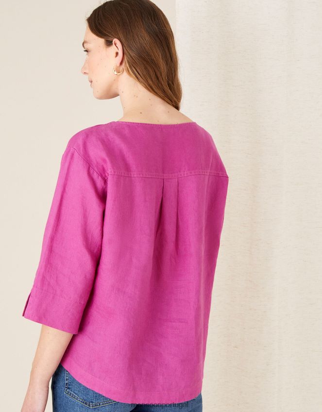 roupas camiseta espinhel em jacarandá em linho puro Monsoon mulheres rosa (magenta) RPLH8F1108