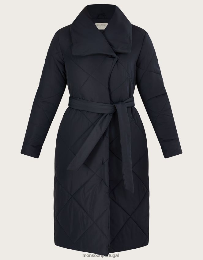 roupas Casaco com gola xale acolchoado Piper em poliéster reciclado Monsoon mulheres azul (meia-noite) RPLH8F625