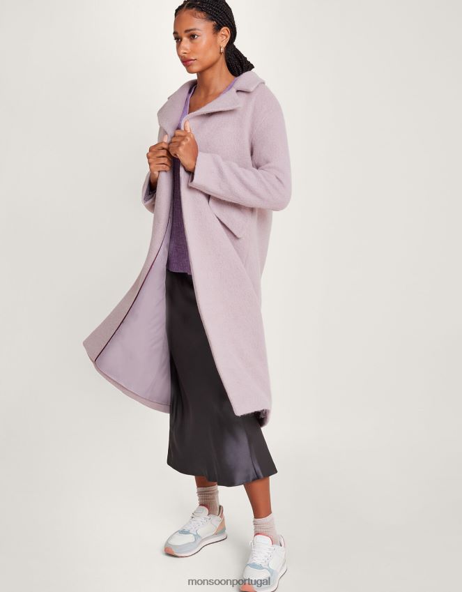 roupas Casaco elegante de lã escovada Jenny com poliéster reciclado Monsoon mulheres rosa RPLH8F579