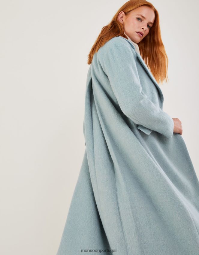 roupas Casaco elegante de lã escovada Jenny com poliéster reciclado Monsoon mulheres verde (hortelã) RPLH8F481