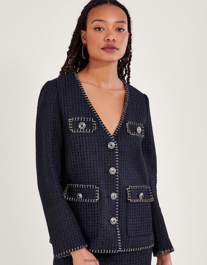 roupas blazer de tweed datilly Monsoon mulheres preto RPLH8F130