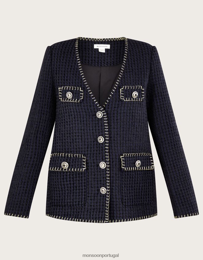 roupas blazer de tweed datilly Monsoon mulheres preto RPLH8F130