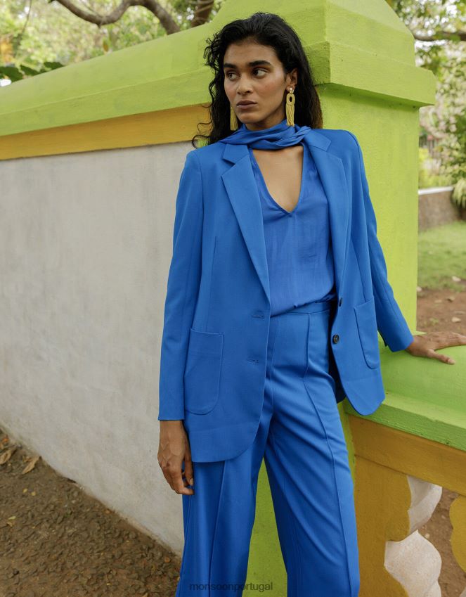roupas blazer liso lauren Monsoon mulheres azul RPLH8F964